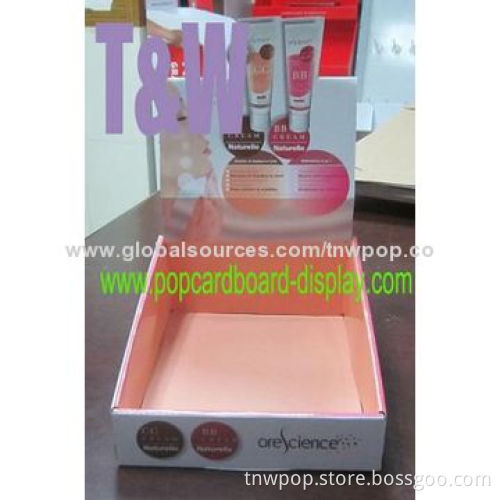 Fashionable POP floor display stand, X shape design, customized size and printing, cosmetic stand